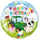 Folienballon Happy Birthday Traktor Bauernhof